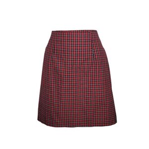 Vintage 90s All That Jazz Red + Black Plaid Midi Pencil Skirt Size 7 26" Small